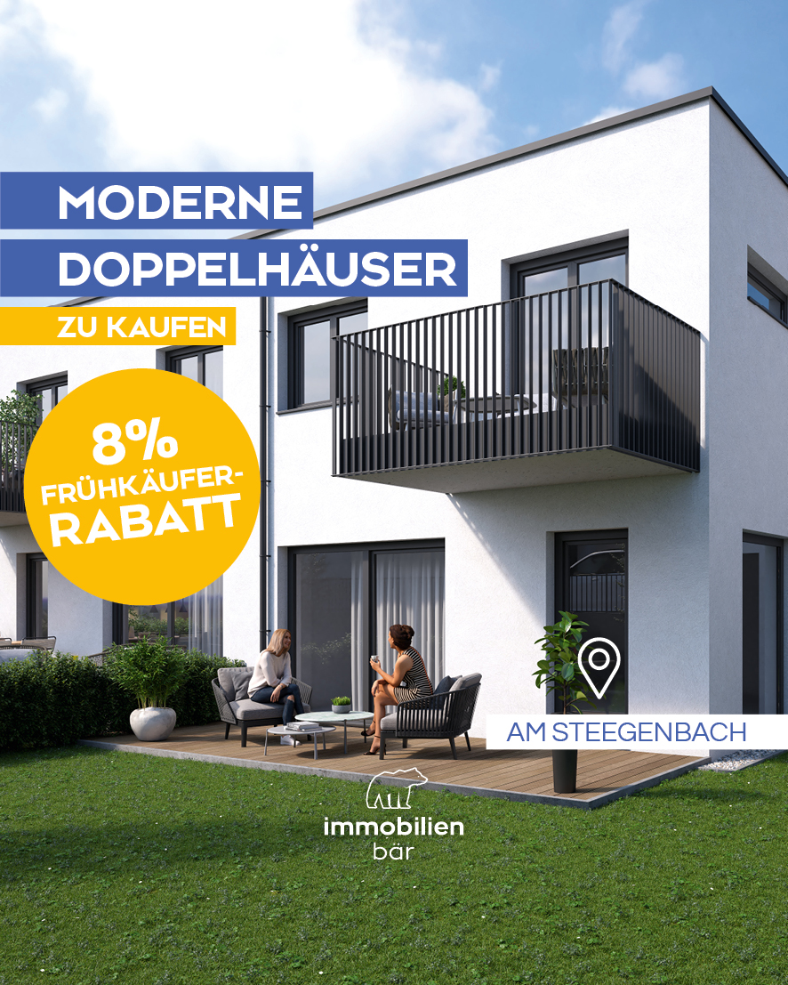 🏡 𝐁𝐞𝐫𝐞𝐢𝐭 𝐟𝐮̈𝐫 𝐝𝐞𝐧 𝐧𝐚̈𝐜𝐡𝐬𝐭𝐞𝐧 𝐠𝐫𝐨ß𝐞𝐧 𝐒𝐜𝐡𝐫𝐢𝐭𝐭 𝐢𝐧 𝐝𝐞𝐢𝐧𝐞𝐫 𝐙𝐮𝐤𝐮𝐧𝐟𝐭𝐬𝐩𝐥𝐚𝐧𝐮𝐧𝐠? ✨
Bereit für dein eigenes Haus? 🏠
Bereit für 8 % unschlagbaren Rabatt? 💰
Und das ganz ohne mühselige Planungsphase? 🚀
In die Doppelhäuser in Steegen kannst du nach Fertigstellung einfach einziehen – schlüsselfertig, unkompliziert und fast wie durch Zauberei ✨
In einem eigenen Areal im Wohngut am Steegenbach nahe der Stadt Peuerbach 📍 werden mehrere Häuser inkl. Keller und Garagen realisiert 🏗️
Ideal für Familien 👨‍👩‍👧‍👦 – hier trifft jeweils eine Wohnfläche von über 140 m² auf Garten 🌿 und Garage 🚗 und bietet somit alles, was das Familienleben braucht 💛
Melde dich bei Interesse 📞
Wir freuen uns auf deine Anfrage 😊
Johann und Stefan sind für dich da 👋