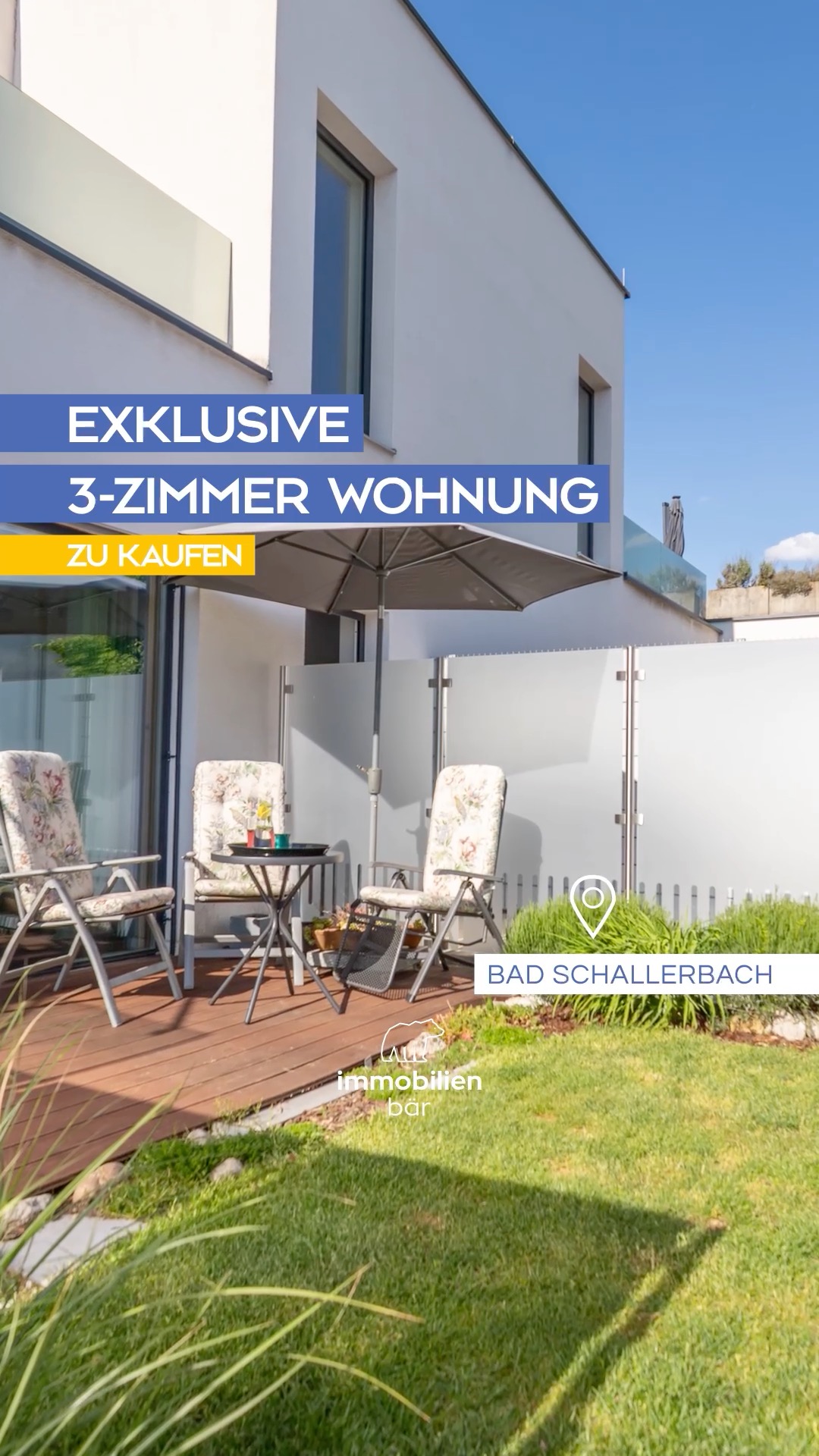 🏡 Heute stellen wir dir ein einzigartiges Wohnkonzept vor ✨
Diese tolle Wohnung im Herzen Bad Schallerbachs 📍
Aber was ist so einzigartig? 🤔
Bei dieser modernen Wohnung bekommst du knapp 95 m² Wohnfläche, 3 Zimmer 🛏️🛏️🛏️, hochwertige Ausstattung und gleich zwei dazugehörige Eigengärten 🌿🌿, die liebevoll angelegt sind.
Ein Highlight ist der parkähnliche Gemeinschaftsgarten mit Pool 🏊♂️🌳
Zentral gelegen und doch so viel Natur 🌿✨ – das gibt’s nur hier.
Melde dich bei Kathi für deine Besichtigung 📞😊