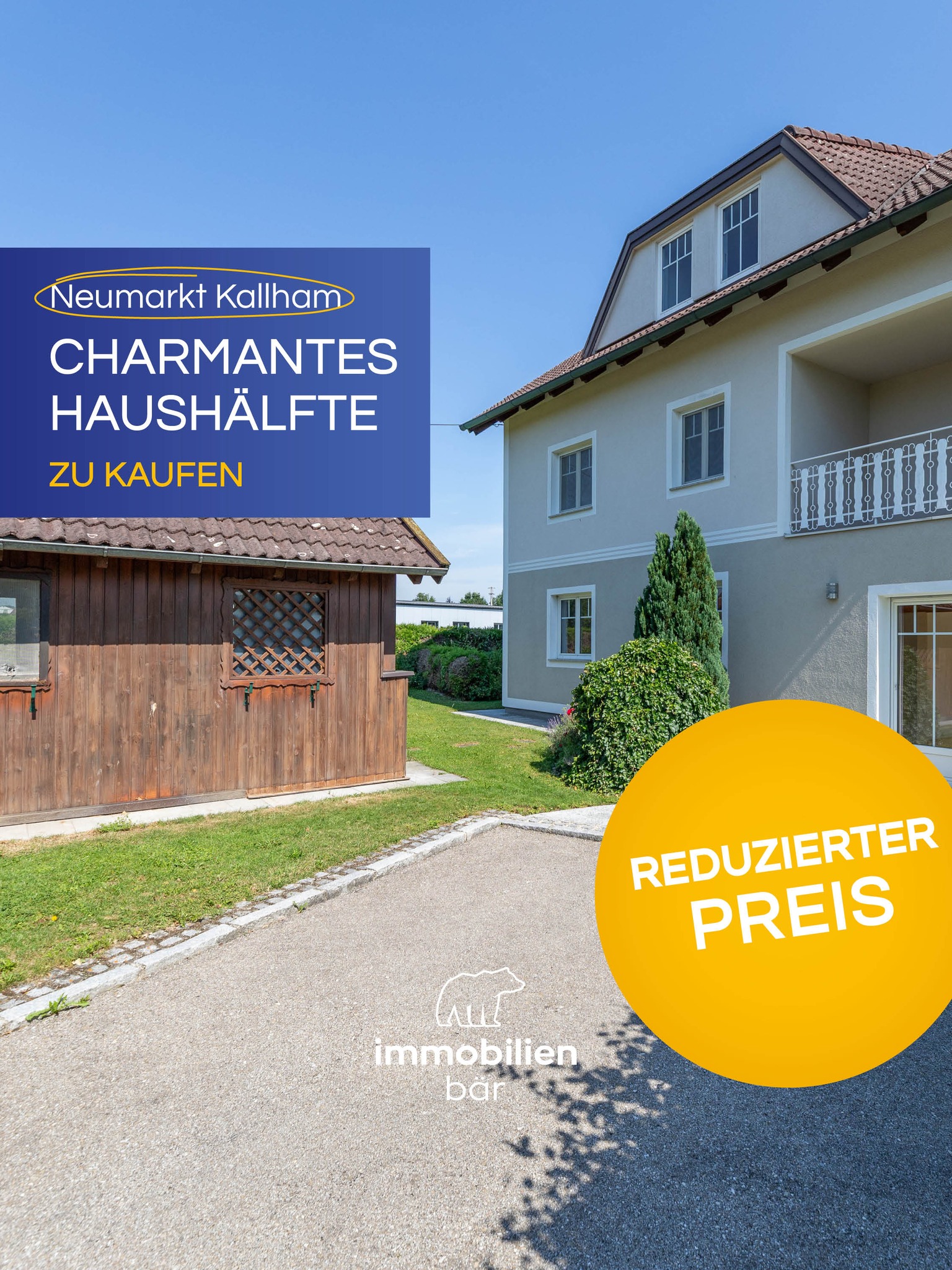 🏠 Diese große und hochwertige Haushälfte in Auing bei Neumarkt im Hausruckkreis ist jederzeit bezugsfertig und das jetzt zum gesenkten Preis!
Hier wartet viel Platz auf dich und deine Familie. 👨‍👩‍👧‍👦
Hier haben wir alles auf einen Blick für dich zusammengefasst:
✨ über 390 m² Wohnfläche
👨‍👩‍👧‍👦 viel Platz für eine große Familie
🚗 Doppelgarage
📦 zahlreiche Kellerräume
🌿 eigener Garten
Verliere keine Zeit und melde dich bei Stefan. 📞
Besichtigungen sind jederzeit möglich!
#immobilienbär #NeumarktImHausruckkreis #Haushälfte #Familienhaus #Immobilien
