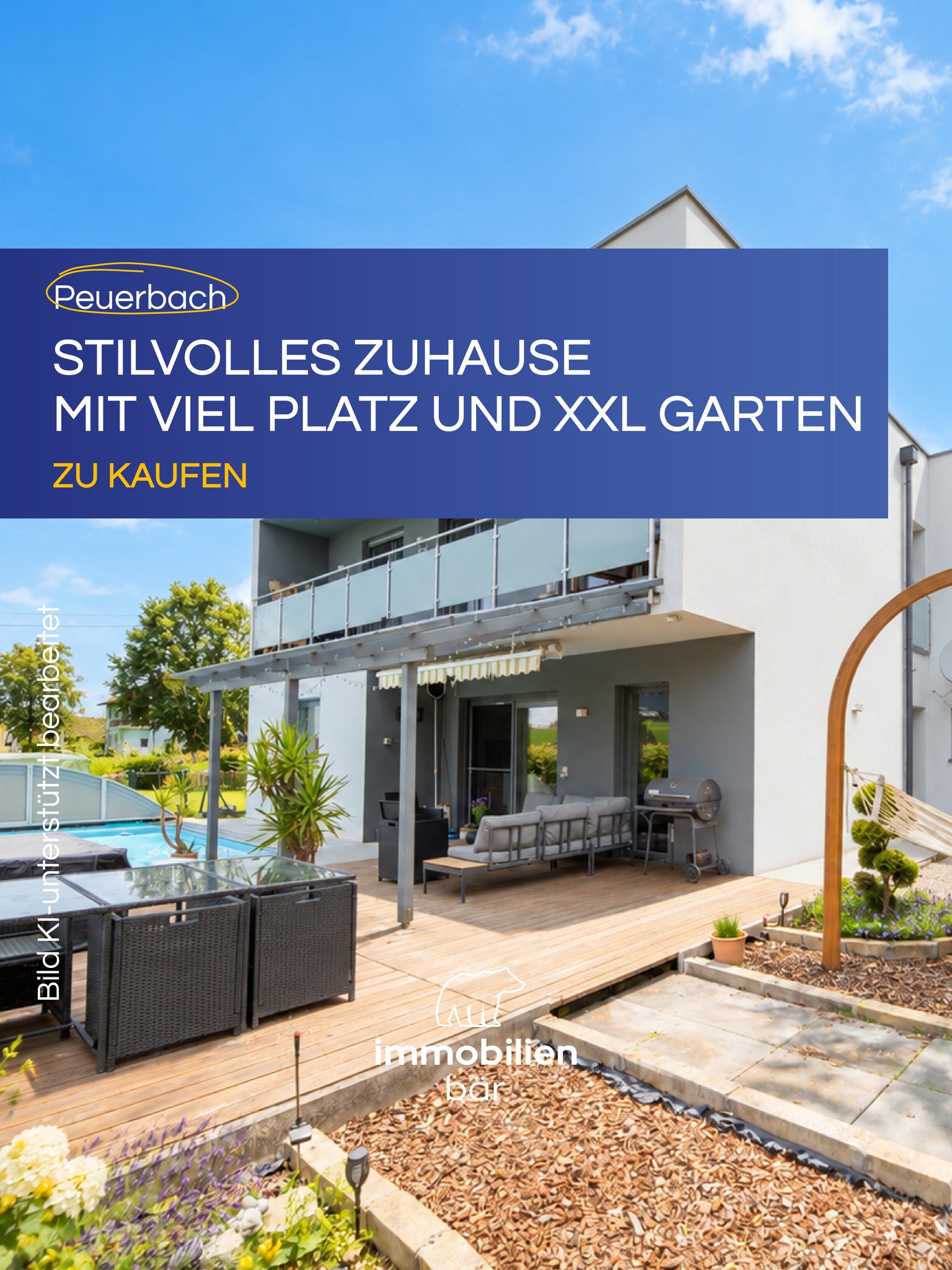 🌿 𝐃𝐞𝐢𝐧 𝐇𝐚𝐮𝐬 𝐢𝐦 𝐆𝐫𝐮̈𝐧𝐞𝐧 🏡💚
Stell dir vor: Ruhe, Natur und ganz viel Platz nur für dich und deine Familie. In Peuerbach/Bruck wartet dieses besondere Zuhause auf dich, und das mit großem Garten 🌳, Pool 💦 und über 280 m² Wohnfläche.
✨ 𝐃𝐚𝐬 𝐞𝐫𝐰𝐚𝐫𝐭𝐞𝐭 𝐝𝐢𝐜𝐡:
🍽️ Offener Wohn-, Koch- & Essbereich
🌿 Uneinsehbarer Garten mit Feuerstelle
💧 Kleines Bächlein direkt unterhalb
🔥 Nachhaltige Erdwärme & massive Bauweise
💡 Hochwertige Ausstattung inkl. Tischlerküche
📍 Ruhige Lage und trotzdem alles Wichtige fußläufig erreichbar 🚶‍♂️
💚 Ein Ort zum Ankommen, Abschalten und Wohlfühlen.
📩 Schreib uns für mehr Infos oder eine Besichtigung!
#Peuerbach #BruckBeiPeuerbach #HausImGrünen #Einfamilienhaus #Immobilien #Immobilienbär