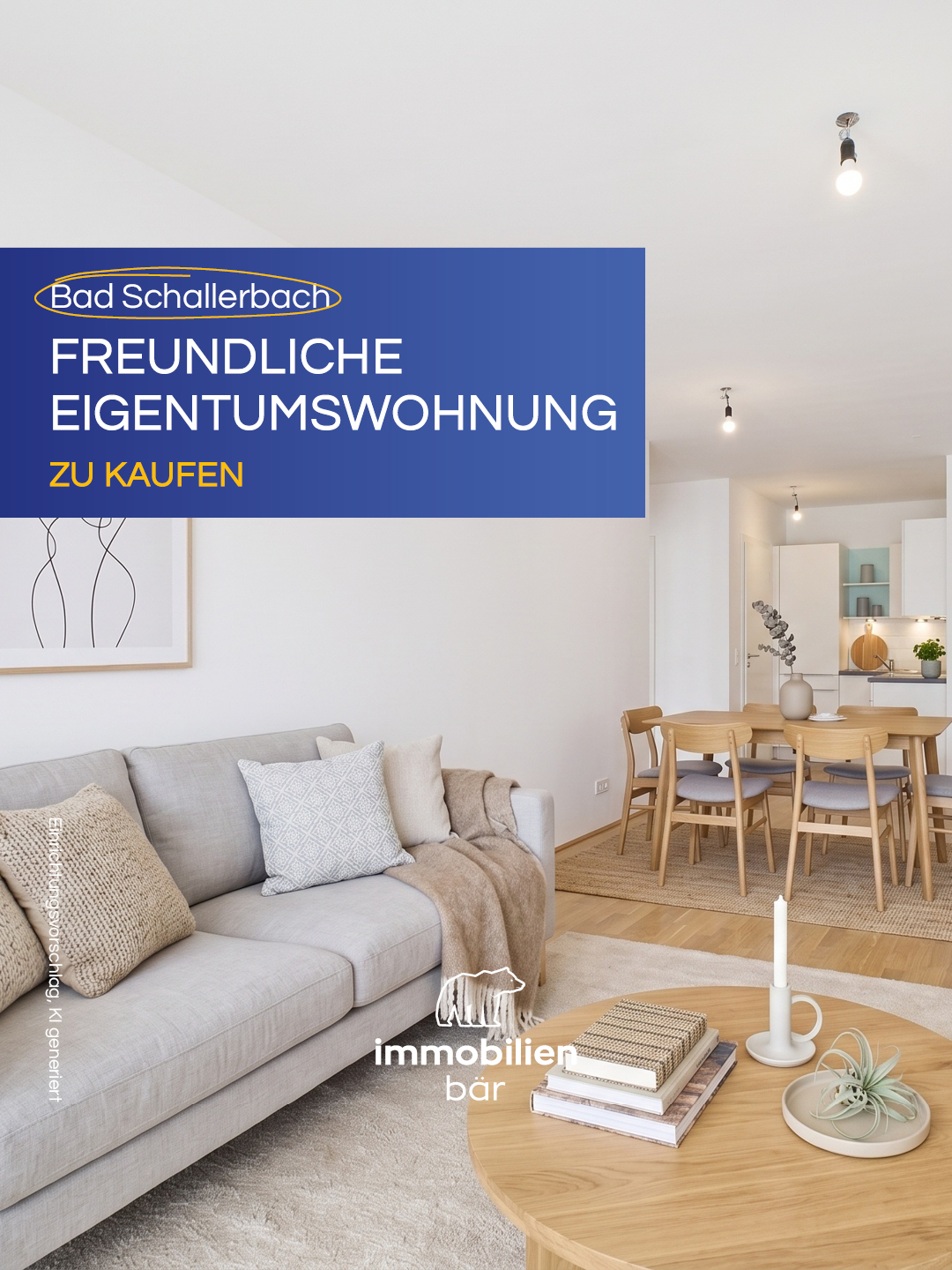 🏡 Cozy und modern mit praktischen 57 m² Wohnfläche präsentiert sich diese Wohnung in Bad Schallerbach. ✨
Modern ausgestattet verfügt sie über 2 Zimmer, eine große Terrasse ☀️ sowie einen eigenen Keller. 📦 Ein Tiefgaragenstellplatz ist ebenfalls dabei und im Preis inbegriffen. 🚗
Wenn dein Interesse jetzt geweckt ist, melde dich bei Stefan für eine Besichtigung. 👋🔑
Wir freuen uns auf deinen Anruf oder deine Anfrage! 📲😊
#immobär #immobilien #badschallerbach #quellenviertel #home #eigentum #zukunftsvorsorge