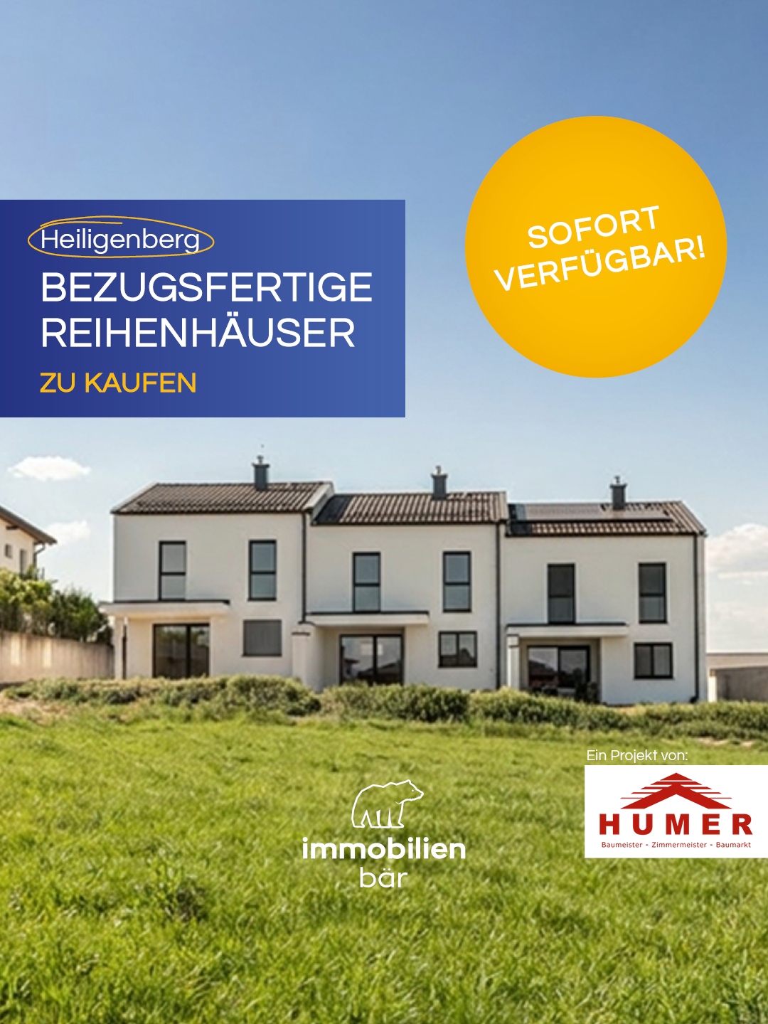 🏡 Leistbares Eigentum in Baumeister-Qualität! ✨
Jetzt ist der perfekte Zeitpunkt, um dir den Traum vom Eigenheim zu erfüllen! In Heiligenberg warten zwei schlüsselfertige Reihenhäuser auf ihre neuen Besitzer. 🔑
Freu dich auf 103 m² Wohnfläche, einen sonnigen Eigengarten 🌿 und eine durchdachte Raumaufteilung – alles in bewährter Baumeister Humer Qualität 🏗️.
Das Beste daran? Zum Preis, den viele nur für eine Wohnung bezahlen. 💶
Überzeuge dich selbst bei einer Besichtigung – diese ist ab sofort möglich und dein neues Zuhause ist sofort bezugsfertig. 🏠
📞 Vereinbare jetzt deinen Besichtigungstermin – wir freuen uns auf dich! 🚀